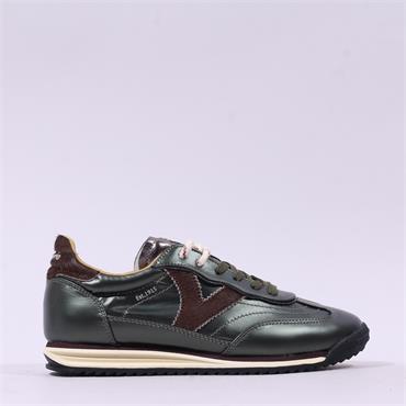 Victoria Saturno Laced Retro Trainer - Khaki Metallic